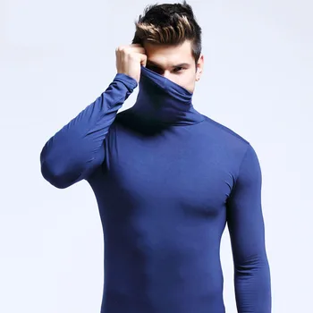 Kış Moda termal iç çamaşır Erkekler Balıkçı Yaka T-shirt Uzun Kollu Erkek termal tişört Erkekler Spor İlk Katman Erkek Sıcak Palto