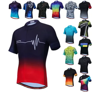 Weimostar EKG Bisiklet Jersey Erkekler Kısa Kollu Dağ Bisikleti Jersey Tops Maillot Nefes Bisiklet Gömlek Yol Bisiklet Giyim