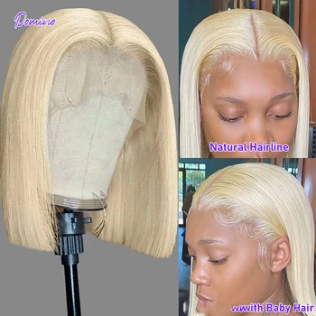 613 Bal Sarışın Renkli insan saçı Peruk kadın peruk Remy Brezilyalı Düz Kısa Bob Peruk 8 10 12 14 16 İnç