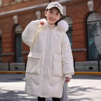 -30 Kış Aşağı Ceket Kızlar İçin Ceket Su Geçirmez Kapşonlu Çocuk Giyim Giyim 5-14 Yıl Genç Çocuklar Parka Snowsuit