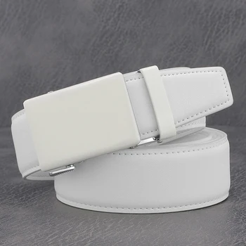 Yüksek kaliteli Rahat saf beyaz Otomatik toka tasarımcılar kemerler erkekler ünlü marka moda lüks genç erkek kot ceinture homme