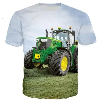 Kawaii 3D Baskı Araba Traktör Çocuk T Shirt Yaz Moda Karikatür günlük t-shirt Erkek Kız Unisex çocuk giyim Gömlek Tops