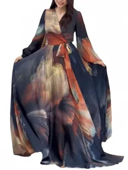 Kadınlar İçin afrika Elbiseler Zarif Polyester 2023 Yeni Müslüman Moda Abayas Dashiki Robe Kaftan Uzun Maxi Elbise Türk Afrika