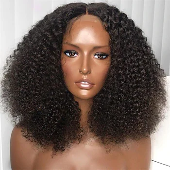 Moğol Afro Kinky kıvırcık insan saçı Peruk 13X4 HD sırma ön peruk İçin kadın peruk Hint Bob Peruk Önceden Koparıp 250 Yoğunluk