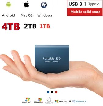2TB 8TB Taşınabilir harici sabit disk 500G SSD Yüksek Hızlı sabit disk harici SSD M. 2 Tip-C Dizüstü Masaüstü için SSD Flash 3.1