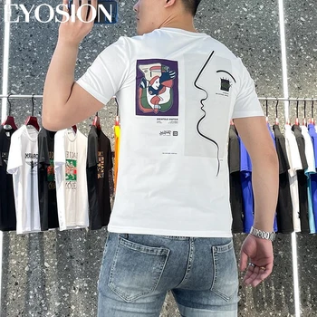 2023 erkek tişört Streetwear Karikatür Harajuku Baskılı Kısa Kollu Üst Kore Rahat Pamuklu Erkek En Tees Artı Boyutu 5XL