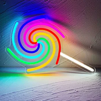 Lolipop Neon Burcu Usb Powered Renkli Led İşareti Erkek Kız Hediye Odası Duvar Dükkanı Şeker Dekor Özel Led Gece Lambası
