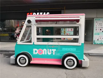 Mini gıda kamyonu Mobil Sokak Fast Food Sepeti 4 Tekerlekli Hot Dog Otomat Sepeti Retro Fast Food Kiosk Açık