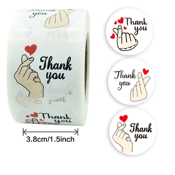 Kırmızı Aşk Teşekkür Ederim Sevimli Çıkartmalar Etiket 500 adet / rulo 3.8 cm Düğün Parti Hediye Kartı Scrapbooking Dekorasyon Kırtasiye Sticker