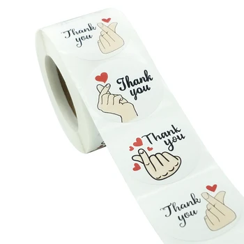 Kırmızı Aşk Teşekkür Ederim Sevimli Çıkartmalar Etiket 500 adet / rulo 3.8 cm Düğün Parti Hediye Kartı Scrapbooking Dekorasyon Kırtasiye Sticker