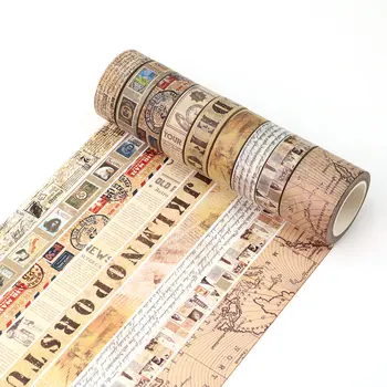 Vintage mektup Damga harita Maskeleme Washi Bant Retro Eski kağıt Dekoratif Yapışkan Bant Dıy Scrapbooking yapışkan etiket Kırtasiye