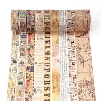 Vintage mektup Damga harita Maskeleme Washi Bant Retro Eski kağıt Dekoratif Yapışkan Bant Dıy Scrapbooking yapışkan etiket Kırtasiye