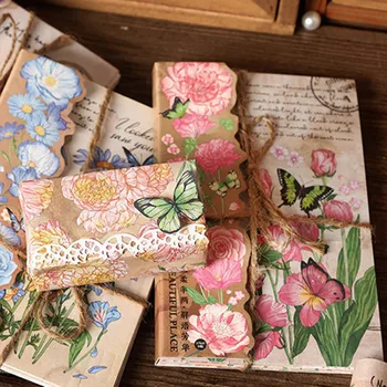 Vintage Çiçek Memo Pedleri Retro Çiçek El Yazısı Mektup Malzeme Kağıt Scrapbooking Önemsiz Günlüğü Günlüğü Dekorasyon Kolaj DIY
