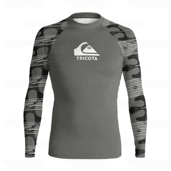 Sörf Gömlek Erkekler UV Koruma Yüzme Plaj Döküntü Guard Mayo Dalış Üstleri Hızlı Kuru Rashguard Uzun Kollu Sörf T-Shirt