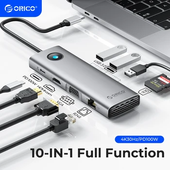 ORICO Yerleştirme İstasyonu Tipi C HUB 4K60Hz HDMI uyumlu USB 3.0 Adaptörü RJ45 PD100W Şarj Macbook Pro İçin laptop aksesuarları