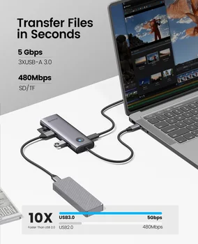 ORICO Yerleştirme İstasyonu Tipi C HUB 4K60Hz HDMI uyumlu USB 3.0 Adaptörü RJ45 PD100W Şarj Macbook Pro İçin laptop aksesuarları