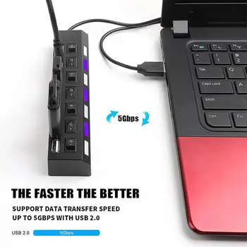 Yüksek hızlı İletim Hafif Çoklu USB 2.0 Splitter Hub Kullanımı Güç Adaptörü Bilgisayar Aksesuarları
