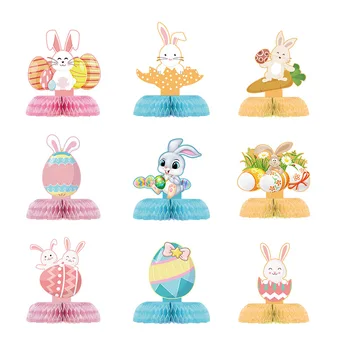 Paskalya Temalı Parti Petek Süsleme Sevimli Tavşan Doğum Günü Partisi Spiral Petek Takım Elbise Kolye Dekorasyon