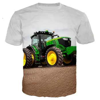 Kawaii 3D Baskı Araba Traktör Çocuk T Shirt Yaz Moda Karikatür günlük t-shirt Erkek Kız Unisex çocuk giyim Gömlek Tops