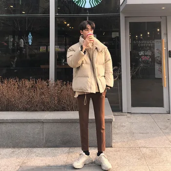 Kış erkek Pamuklu Giysiler INS Süper Sıcak Kore Versiyonu Eğilim Kadife Japon Ekmek Takım Elbise Gevşek Ceket