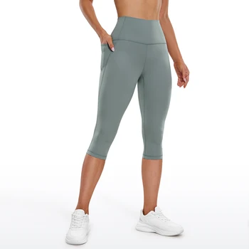 CRZ YOGA Bayan Butterluxe Egzersiz Capri Tayt Cepler ile 17 İnç Yüksek Belli Mahsul Spor Yoga Pantolon Tereyağlı Yumuşak
