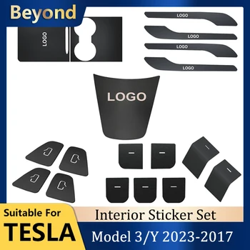 For2023 Tesla Yeni Araba Modeli Y Merkezi Konsol Trim İç Kapı Kolu Pencere Kaldırma Düğmesi Etiket Alüminyum Alaşımlı Model3 2022 