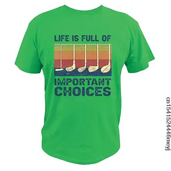 Komik Hayat Dolu Önemli Seçimler T-Shirt Vintage Golf Oyuncu Golf Seviyor Grafik Retro Yaz