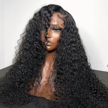 İnsan Saçı dantel ön peruk Brezilyalı Kinky Kıvırcık Şeffaf Ön Plucked13x4 HD dantel Ön İnsan Saçı Kıvırcık Peruk Kadınlar İçin