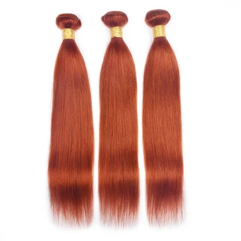 Bayan Rola Brezilyalı düz insan saçı Dokuma Demetleri Zencefil Turuncu Kahverengi Kırmızı Ombre Remy saç ekleme Çift Atkı